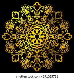 Mandala horizontal background, tribal ethnic ornament, vector islamic arabic indian pattern. Gold and black