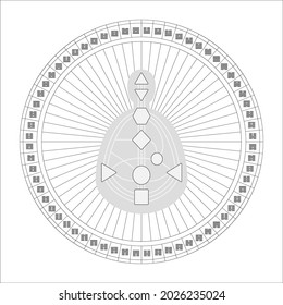 Mandala human design with bodygraph, hexagrams i ching. For presentation, educational materials. Black and white vector  illustration