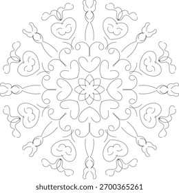 Diseño de icono de mandala con forma de amor