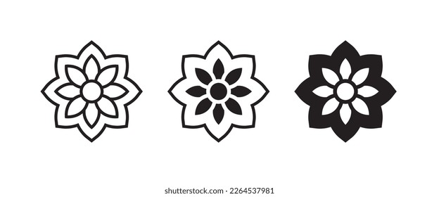 mandala icon Flower medicine, health center and yoga studios - emblem leaves, organic shop, eco product, cosmetic, business. Company mark, emblem  icon symbol logo illustration, editable stroke