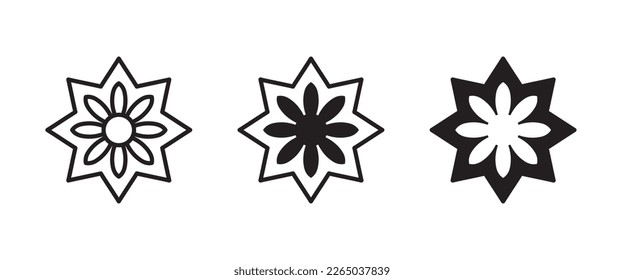 mandala icon Flower medicine, health center and yoga studios - emblem leaves, organic shop, eco product, cosmetic, business. Company mark, emblem  icon symbol logo illustration, editable stroke