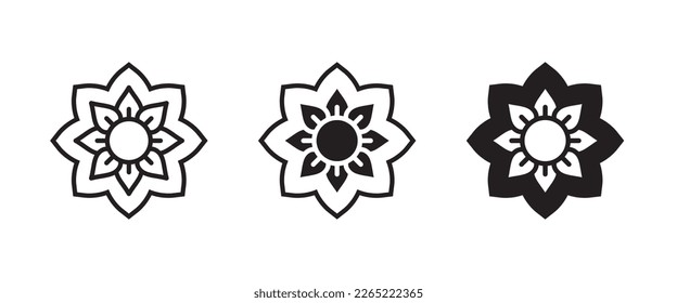 mandala icon Flower medicine, health center and yoga studios - emblem leaves, organic shop, eco product, cosmetic, business. Company mark, emblem  icon symbol logo illustration, editable stroke