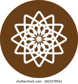 Icono de Mandala sobre fondo marrón para propósitos de presentación de aplicaciones móviles del sitio web