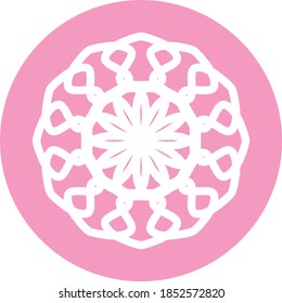 Mandala icon on pink background for website mobile app presentation purposes