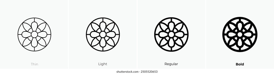 mandala icon. Thin, Light Regular And Bold style design isolated on white background