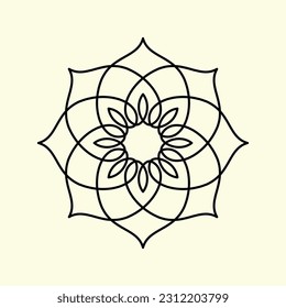 mandala icon vector design illustration line art. tatoo ide eps 10
