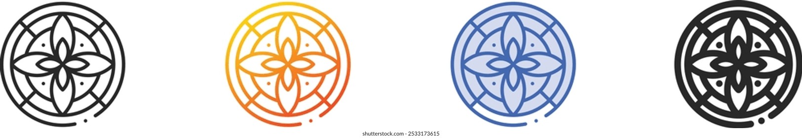 mandala icon.Thin Linear, Gradient, Blue Stroke and bold Style Design Isolated On White Background