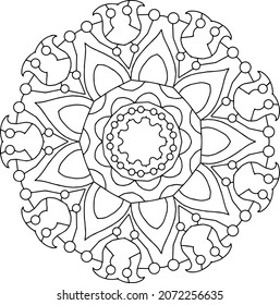 Mandala Illustration black and white design, tattoo, ornaments, coloring page, coloring mandala