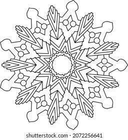 Mandala Illustration black and white design, tattoo, ornaments, coloring page, coloring mandala