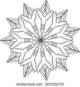 Mandala Illustration black and white design, tattoo, ornaments, coloring page, coloring mandala