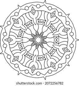 Mandala Illustration black and white design, tattoo, ornaments, coloring page, coloring mandala