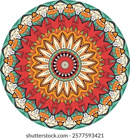 Mandala Illustration with Bold and Warm Colors