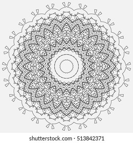 Mandala illustration. Circular intricate pattern. Lace circle design template.  Abstract geometric mono line background. 