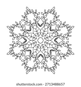 Ilustración de mandala diseñada para la relajación, la atención plena y la meditación creativa. Este mandala detallado es ideal para libros de colorear para adultos, actividades de alivio del estrés y proyectos de arte terapéutico.