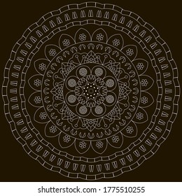 Mandala, illustration, tattoo, decorative ornament in ethnic oriental style. Coloring book page. 