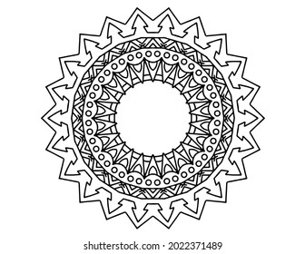 mandala illustration and vector design, black and white mandala, arabic, geometric, tattoo, coloring book, coloring mandala