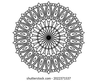 mandala illustration and vector design, black and white mandala, arabic, geometric, tattoo, coloring book, coloring mandala