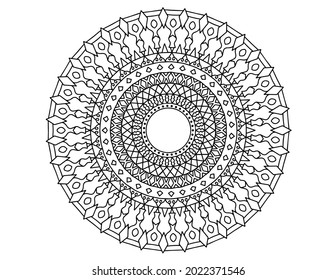 mandala illustration and vector design, black and white mandala, arabic, geometric, tattoo, coloring book, coloring mandala