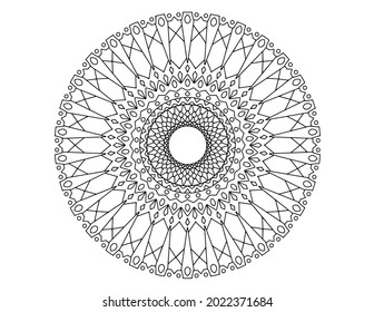 mandala illustration and vector design, black and white mandala, arabic, geometric, tattoo, coloring book, coloring mandala