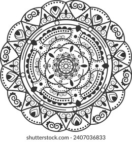 mandala illustration vector outline decorative round pattern design.