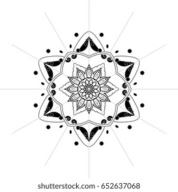 Mandala illustrator design black and white