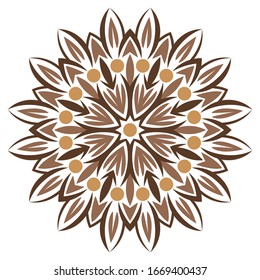 Mandala. Medallón antiestrés indio. Flor islamica abstracta, diseño de henna árabe, símbolo de yoga. Mandala color. Fondo blanco. Ilustración de material vectorial