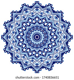Mandala. Indian antistress medallion. Abstract islamic flower, arabic henna design, yoga symbol. White background. Vector illustration