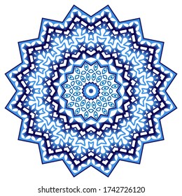 Mandala. Indian antistress medallion. Abstract islamic flower, arabic henna design, yoga symbol. White background. Vector illustration
