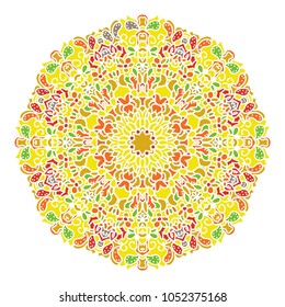 Mandala Indian Colorful medallion pattern.Vintage decorative elements .Ethnic Mandala ornament.Vector Henna tattoo style. on isolate background for textile,greeting card, coloring book,print.