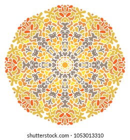Mandala Indian colorful medallion pattern.Vintage decorative elements .Ethnic Mandala ornament.Vector Henna tattoo style. on isolate background for textile,greeting card, coloring book,print.