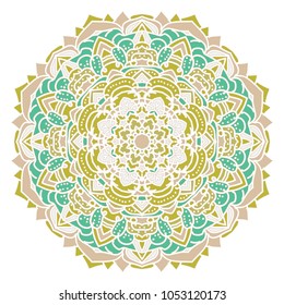 Mandala Indian colorful medallion pattern.Vintage decorative elements .Ethnic Mandala ornament.Vector Henna tattoo style. on isolate background for textile,greeting card, coloring book,print.