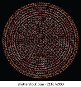 Mandala. Indian decorative pattern. Hand Drawn Vector background. Text in Sanskrit: "Maha Mantra", Ohm.