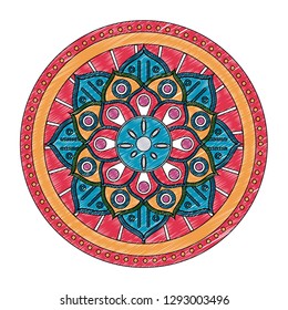 Mandala indian emblem scribble