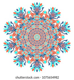 Mandala Indian floral Colorful medallion pattern.Vintage decorative elements .Ethnic Mandala ornament.Vector Henna tattoo style. on isolate background for textile,greeting card, coloring book,print.