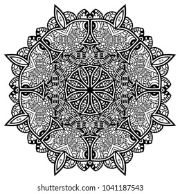 Mandala Indian floral paisley medallion pattern.Vintage decorative elements .Ethnic Mandala ornament.Vector Henna tattoo style. on isolate background for textile,greeting card, coloring book,print.