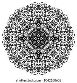 Mandala Indian floral paisley medallion pattern.Vintage decorative elements .Ethnic Mandala ornament.Vector Henna tattoo style. on isolate background for textile,greeting card, coloring book,print.