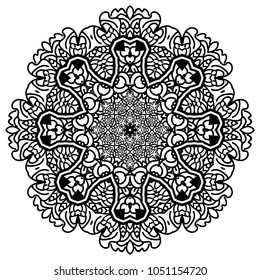 Mandala Indian medallion pattern.Vintage decorative elements .Ethnic Mandala ornament.Vector Henna tattoo style. on isolate background for textile,greeting card, coloring book,print.