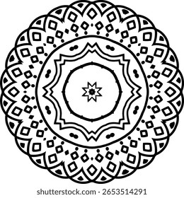 Mandala Patrón Indio Ornamento Islámico Blanco Negro Ornamento Islámico Y Mandala 