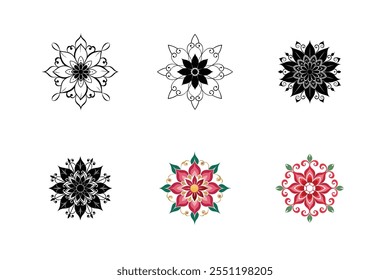 Mandala Indian Traditional Vector Set - Ornate Line Art Patterns for Spiritual, Cultural, and Decorative Designs