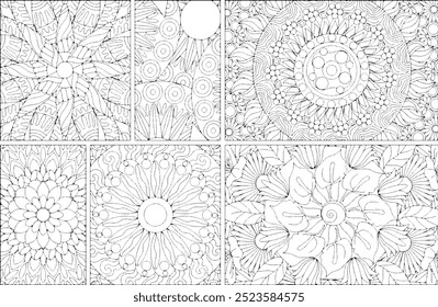 Mandala kompliziert Blumen Erwachsene Malvorlagen Stress-Free Entspannung Meditation Linie Kunst