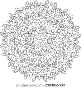 Mandala Intricate Zentangle Adult Coloring Page Floral Pattern