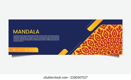 mandala invitation banner with blue abstract background