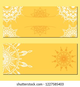 Mandala Invitation Card Or Bussines Card Banner Vector Template