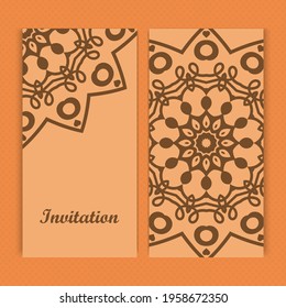 Mandala invitation card design.Floral card template design.Ornate date invitation card.