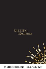 Mandala invitation card. Gold decorative element. Picture for coloring. Abstract circular ornament with stylized leaves