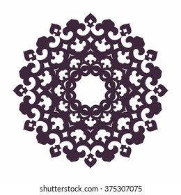 Mandala. Islam, Arabic, Asian ornamental motifs. Ornate circular element. Decorative detail for ornaments