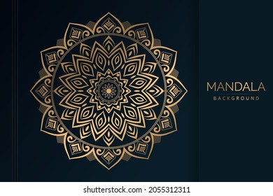 Mandala Islamic Background Vector Template, Luxury ornamental mandala design background in gold color