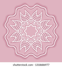 Mandala isolated design element, doodle geometric line pattern. Stylized floral round ornament. Hand drawn vector illustration