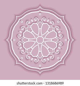 Mandala isolated design element, doodle geometric line pattern. Stylized floral round ornament. Hand drawn vector illustration