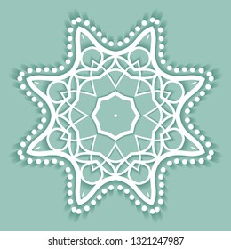 Mandala isolated design element, doodle geometric line pattern. Stylized floral round ornament. Hand drawn vector illustration